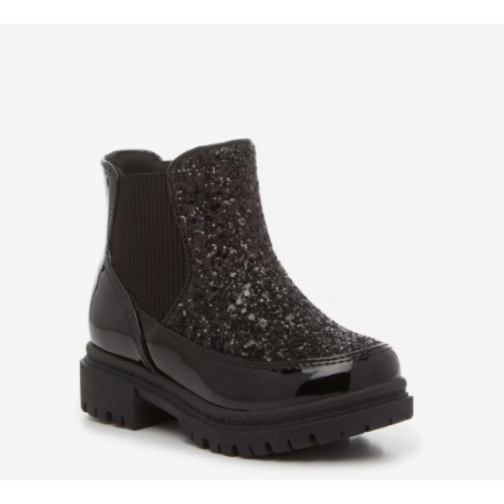Mix No. 6 Lil Hailey Combat Boot - Kids' in Black with glitter